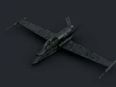 Futuristic Sci-Fi Air Force Airplane Space Ship Low-poly 3D model