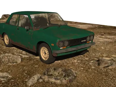 DATSUN 510 - Rally Car - Blue Bird -  Coupe - rust - ratrod 3D model