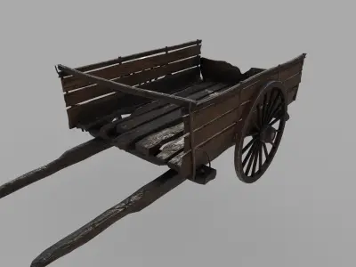 Old Cart Low-poly 3D model get