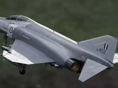 F4 Phantom 2 -Grey Texture-Fully Rigged-Changeble Decal -Texts Low-poly 3D model