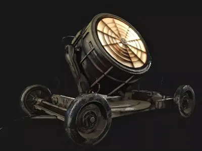 Searchlight wwii light projector Low-poly 3D model