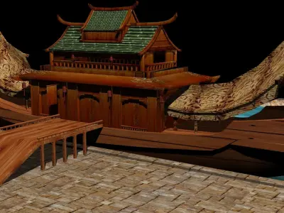 Chinese house boat 3D model