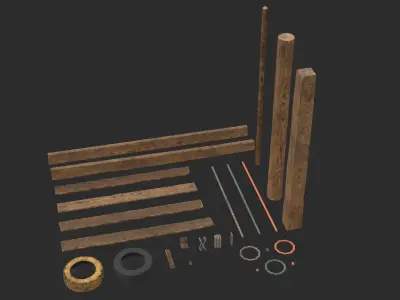 Modular Wooden Jetty Low-poly 3D model