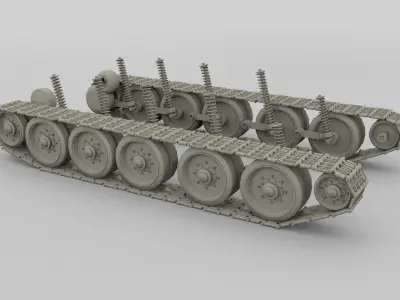 T-34 Tank Tracks and Suspension 3D model
