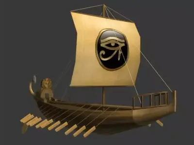 ancient egyptian ship Low-poly 3D model