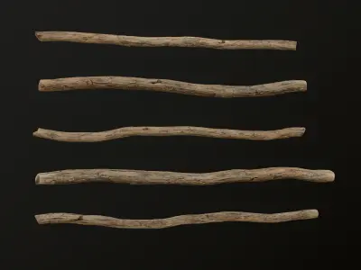 Old Wooden planks poles and beams 26 pieces 3D Model Collection