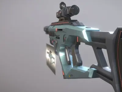Scifi Gun Low-poly 3D model