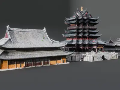 Historic Chinese Buildings - Pack of 3 3D model