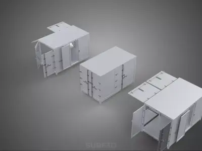 3 CONFIGURATION CLOSED OPEN BOX TRUCK DELIVERY CARGO PICKUP CAR 3D model