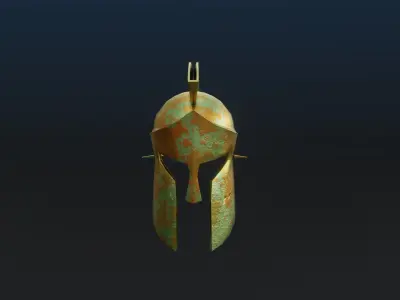 Ancient Rusted greek helmet Low-poly 3D model Low-poly 3D model