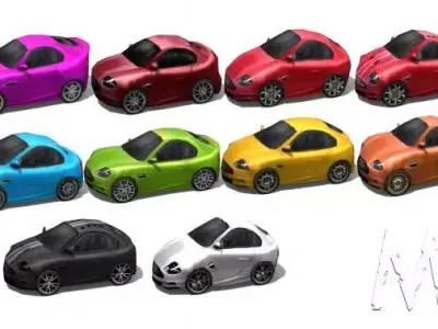 Collection Low poly cartoon cars - set 1 Low-poly 3D model