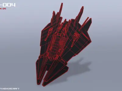 Scifi Hovercraft Low-poly 3D model