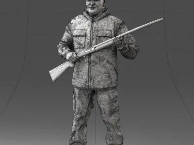 000255 Hunter in Camouflage with Rifle 0226 3D model