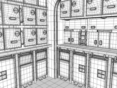 Kitchen by airplane 3D model