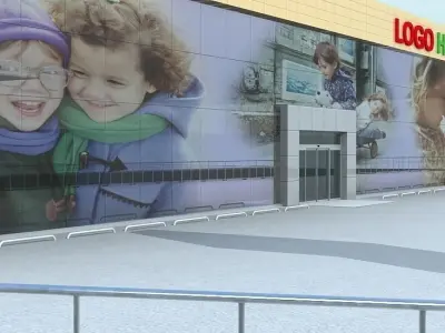 HYPERMARKET grocery store with sign on front 3D model