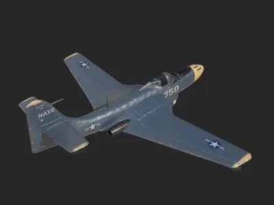 US Navy FH-1 XFD-1 FD Phantom Fighter Low-poly 3D model