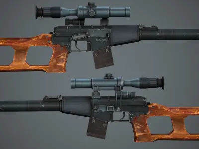 VSS Vintorez Sniper Rifle - Low Poly Game Ready Low-poly 3D model