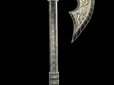 Axe viking low poly 6 texture options and high poly Low-poly 3D model