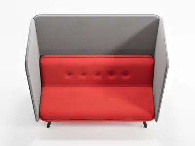 Two Seater Sofa with Writing Acoustic Screen - Koenig Neurath 3D model