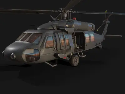 Rigged Low Poly PBR Medium Lift Utility Helicopter Low-poly 3D model
