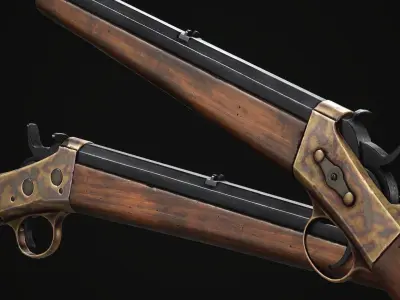 PBR Remington Rolling Block rifle Low-poly 3D model