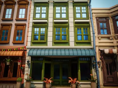 LOWPOLY CITY BUILDING STYLIZE 6 Low-poly 3D model