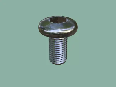 Steel Stained M10 Bolt Allen Pan Head 3D Model 3D model
