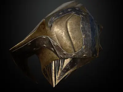 HELMET9 Game Ready golden helmet Low-poly 3D model