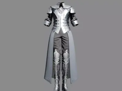 Fantasy Silver Knight Armor 3D model