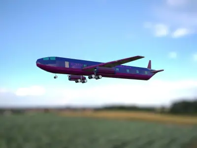 airplane flying in sky Low-poly 3D model