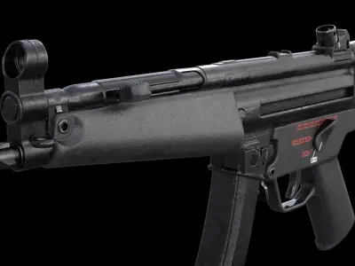 MP5A4 MP5SD5 with Silencer Scope Mount Rail Grip Low-poly 3D model