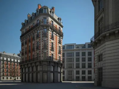 Boulevard city street in paris 3D model