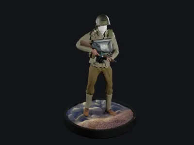 World War 2 US D-Day Infantry Low-poly 3D model