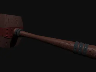 3D MEDIEVAL WOODEN MALLET Low-poly 3D model
