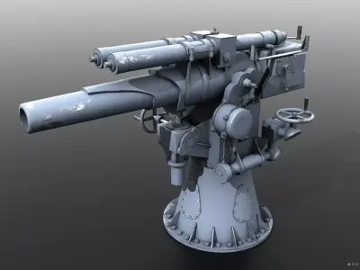 Howitzer 120-15 OTO 1933 Low-poly 3D model