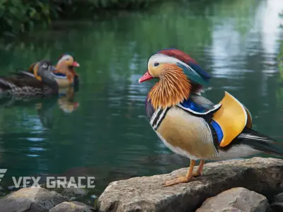 Mandarin Duck Male Animated VFX Grace 3D model