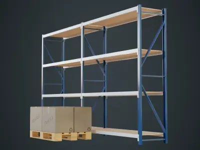 Boxes Pallet And Shelf 1A Low-poly 3D model