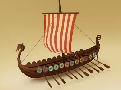 Viking Ship Low-poly 3D model