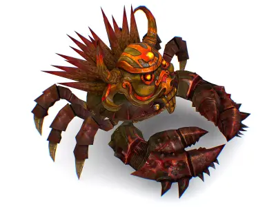 Red Giant Crab Shell Crayfish Arthropods Sea Animal Low-poly 3D model