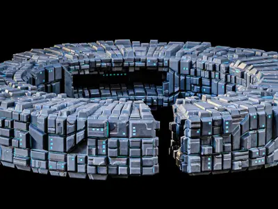 Space Station The Ring Lowpoly Borg Low-poly 3D model