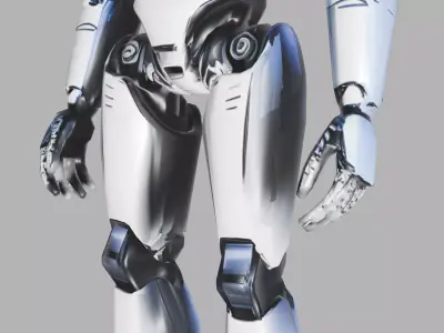 Silver Blue Futuristic Android Low-poly 3D model
