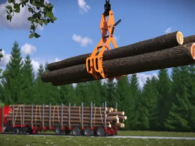 Log Handling Tongs with Multiple Trunks 3D model