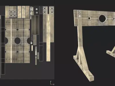 Adjustable Medieval Pillory Low-poly 3D model