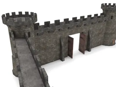 Castle Walls - Modular Set Low-poly 3D model