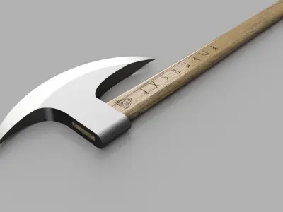 Stunning Axe with Nordic runes imprinted Free 3D model