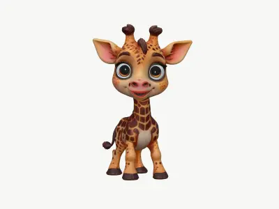 High-Quality Realistic Cute Cartoon Giraffe 3D model