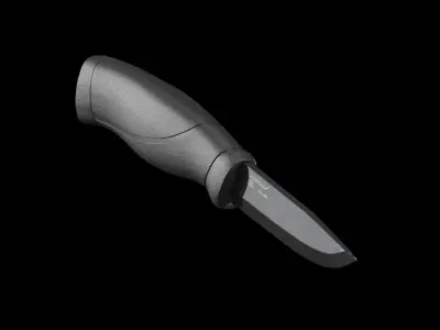 Knife Stainless Steel black Rubber Handle Low-poly 3D model