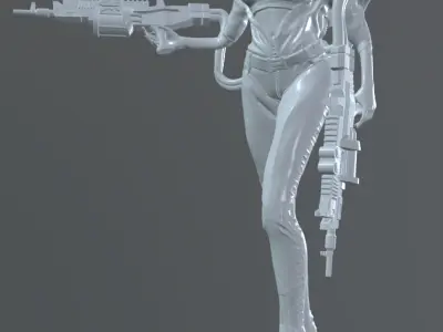Cyberpunk Female Warrior  HighTech Resin Miniature 3D print model