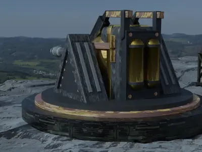 Simple Cannon Low-poly 3D model