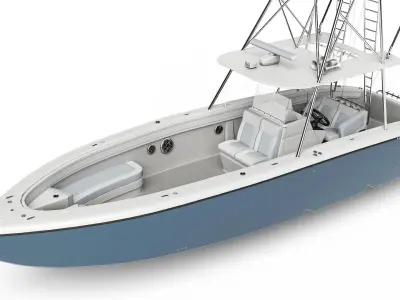 Sport fishing boat Light Grey 3D model